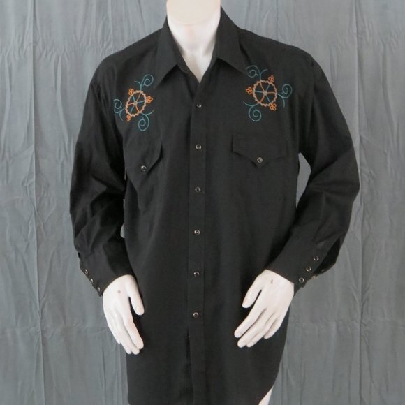 Vintage Western Shirt - Wagon Wheel Design by MWG - Men's 2XL - Picture 1 of 11